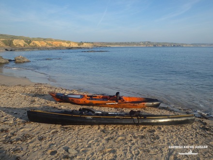 Kayak Fishing at Godrevy - Launching from the beach on a calm summers evening