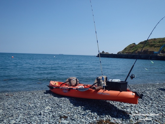 Kayak Fishing at Porthoustock - Launching from the beach