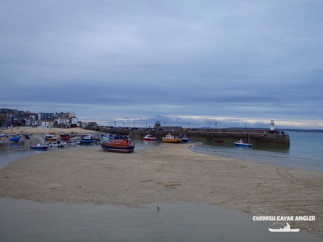 Kayak Fishing at St Ives - Smeatons Pier and the harbour at low tide