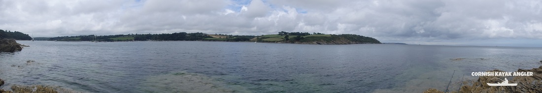 Kayak Fishing at the River Helford - The mouth of the River Helford looking North to Toll Point