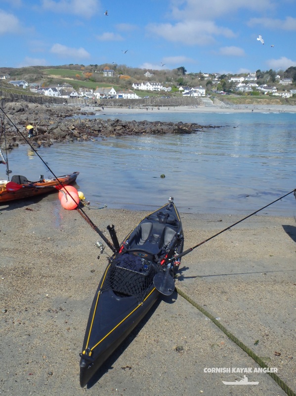 Kayak Fishing at Coverack - Launching from the harbour beach at low tide
