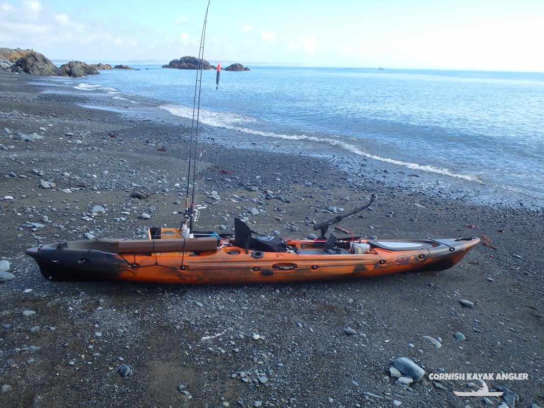 Kayak Fishing at Porthkerris - Launching from the beach