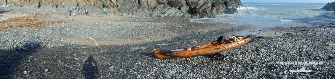 Kayak Fishing at Cadgwith - Launching from the cove beach