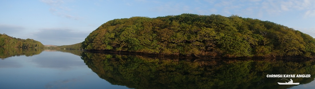 Kayak Fishing at the River Helford - Paddling along a tree-lined creek on a calm summers morning