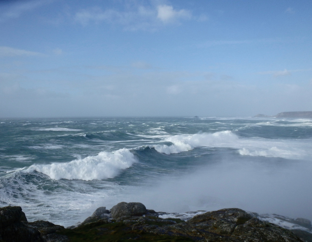 Huge Waves and Swell at Sennen during Storm Imogen