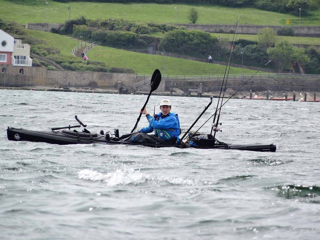 Cornish Kayak Angler paddling the RTM Temp Angler at Swanage. Photo by Steve Tibbenham