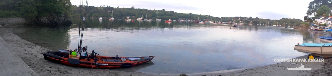 Kayak Fishing at Helford Passage - Launching at high tide on a calm spring morning
