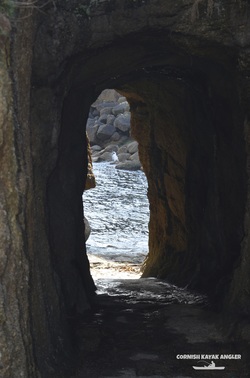 Kayak Fishing at Porthgwarra - A small tunnel gives access to the beach