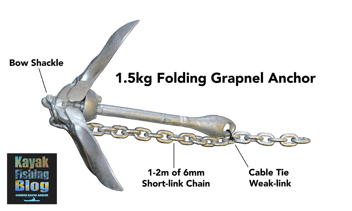 Cable Tie Weak Link anti snag system on a Grapnel Anchor