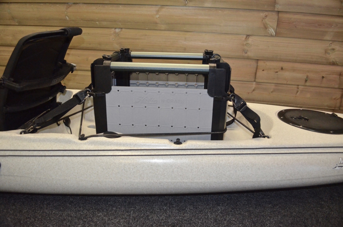 Hobie H-Crate in the rear tank well of the Revo 16