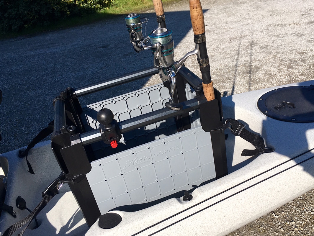 Hobie H-Crate fitted to the tank well of the Revolution 16