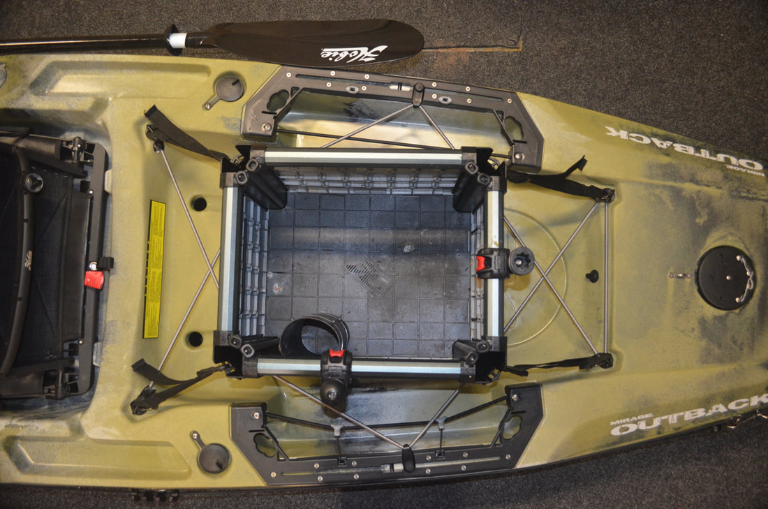 H-Crate in the rear cargo area on the Hobie Outback 2019