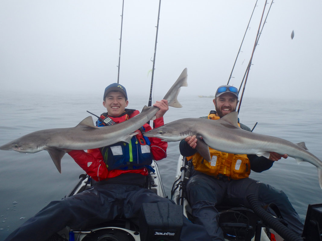 Liam and Kyle Tope double hook up on a kayak