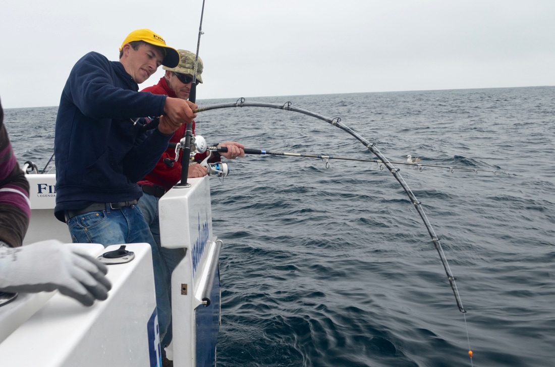 Playing a 167lb Blue Shark on Fin-Nor Rod and Reel