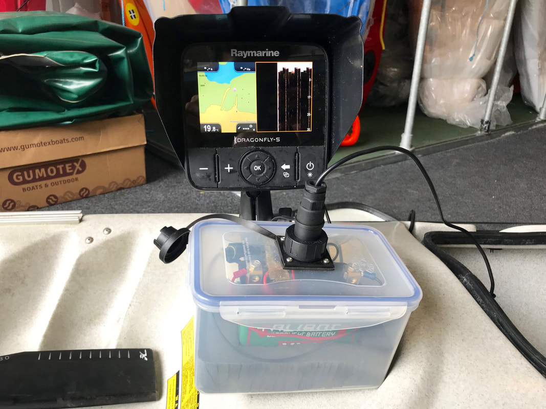 Lithium Battery Pack powering my Raymarine Dragonfly 5 Pro fish finder