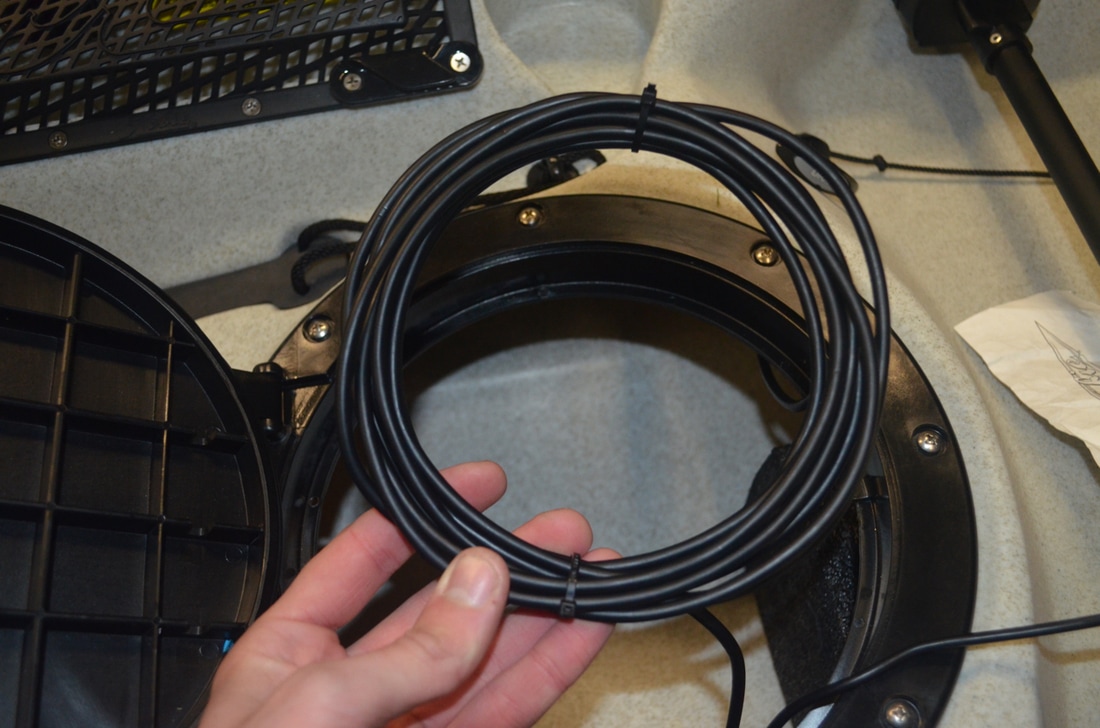 Cables coiled and kept tidy for Raymarine Dragonfly 5 Pro