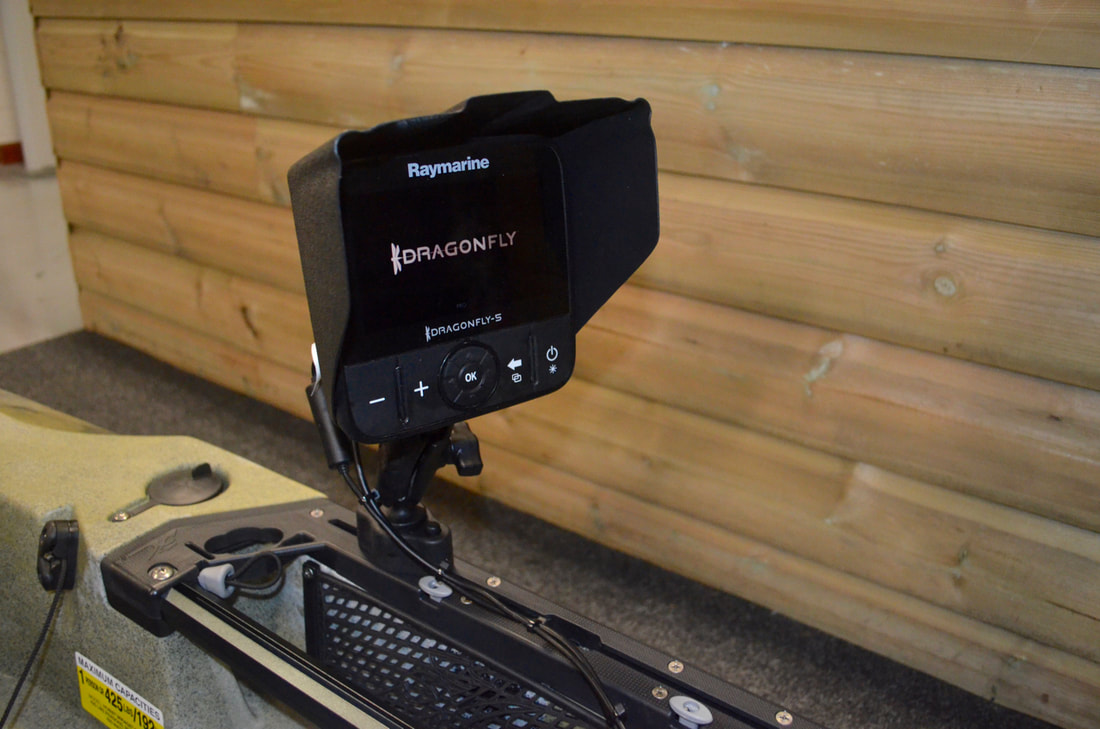 Raymarine Dragonfly 5 Pro fitted to the H-Track on a Hobie Outback