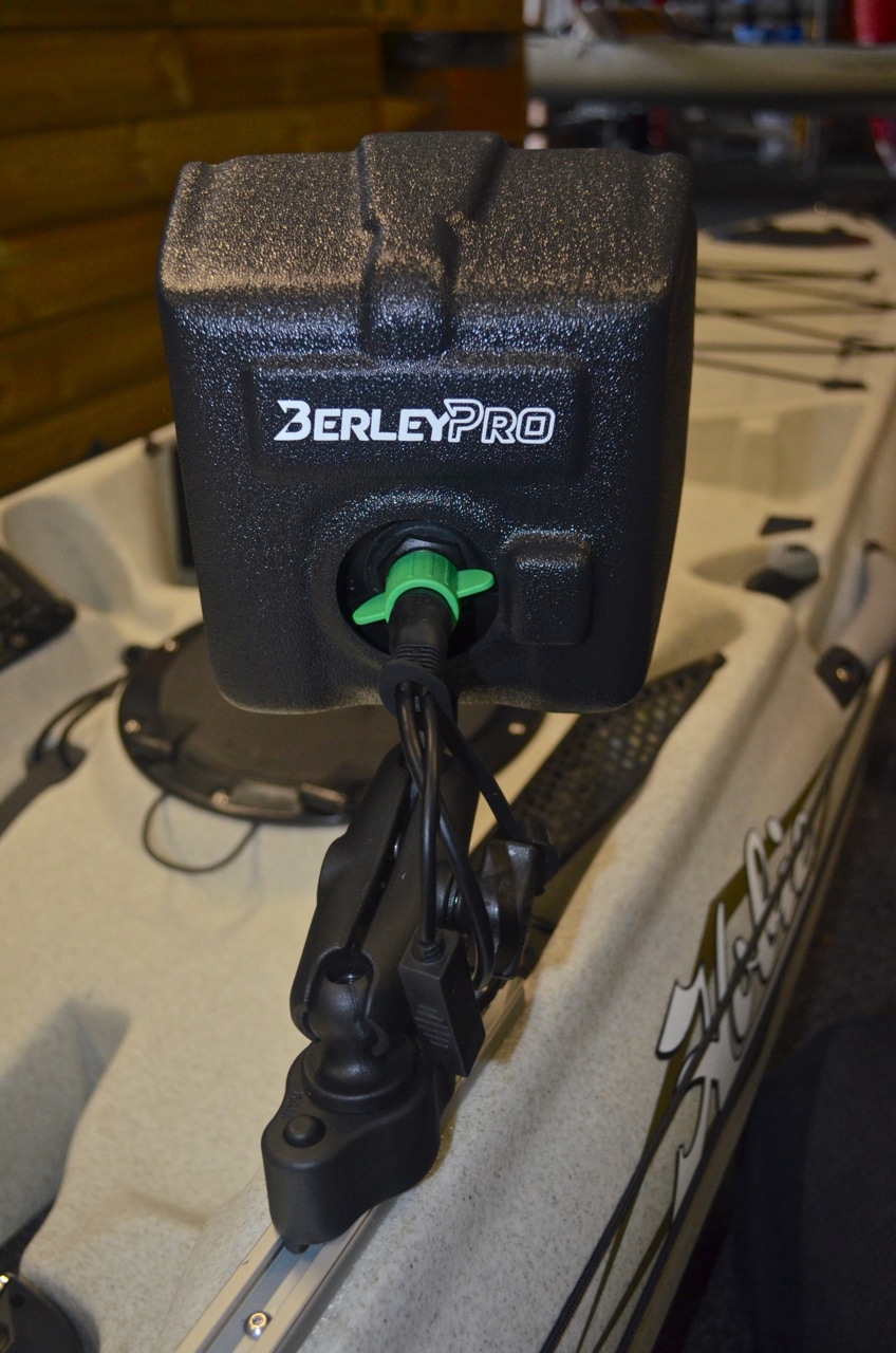 Raymarine Dragonfly 5 Pro with Berley Pro Visor mounted on YakAttack Gear Trac