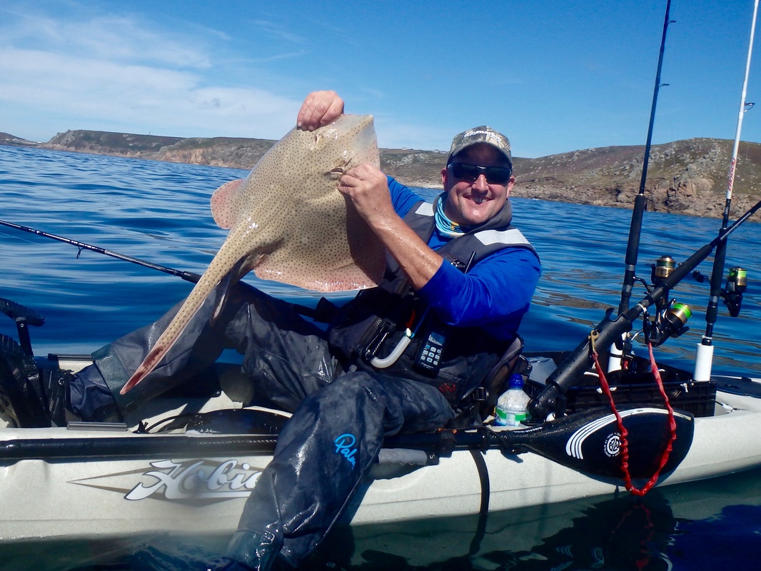 Lureman with a Blonde Ray caught at the Penzance Kayak Fishing Meet